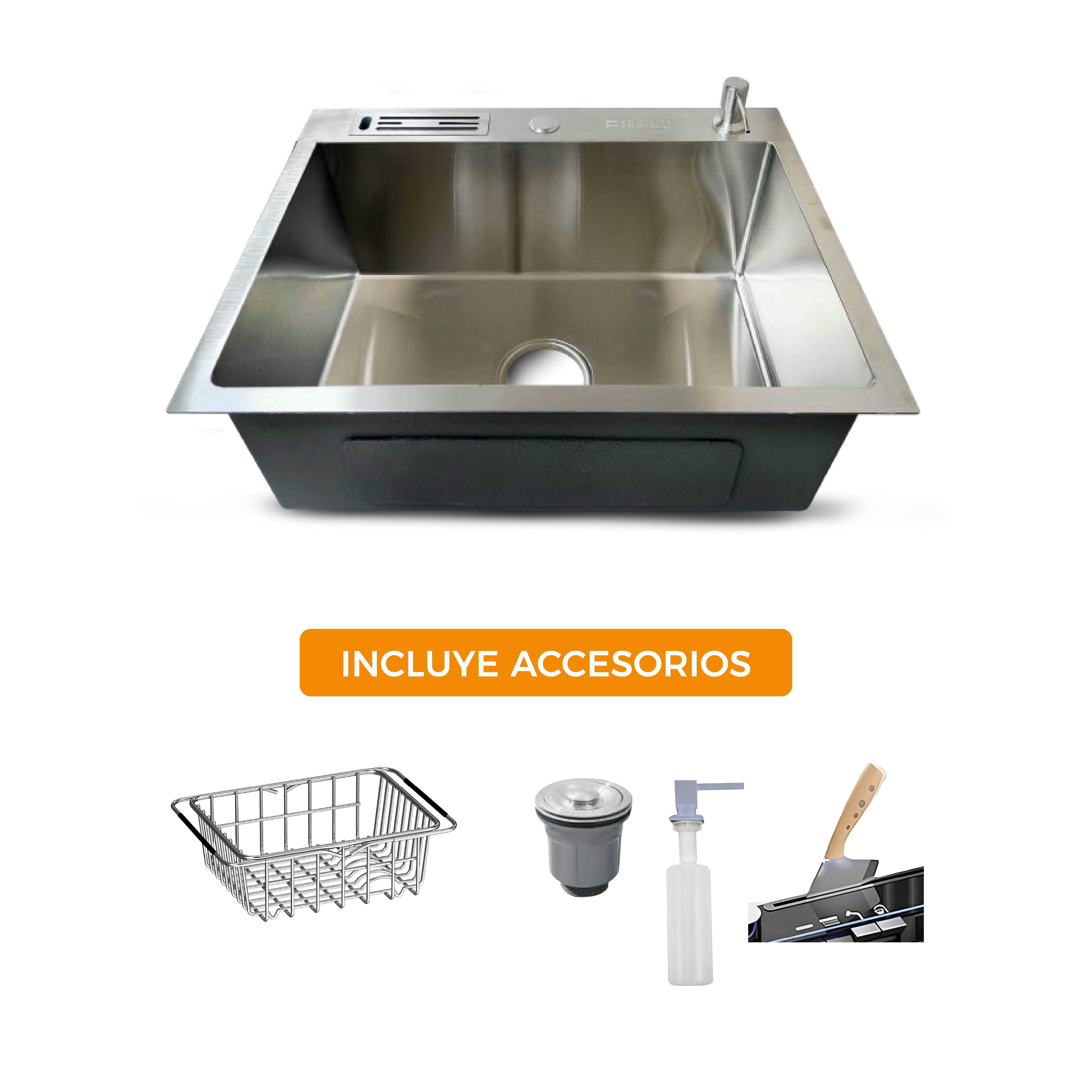 Prm-6045S Lavadero De Acero Inox. Satinado C/Acces. 60X45X23Cm - Fratelli